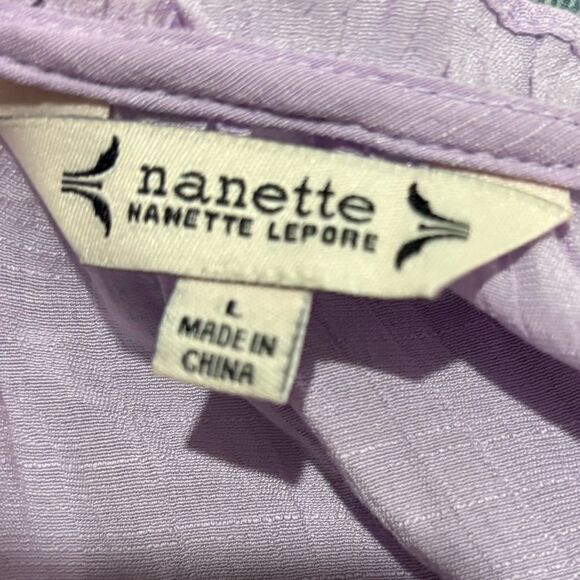 Nanette Lepore Lavender Ruffle Trim Pleated Sleeveless Blouse Women’s Size L - Picture 2 of 6